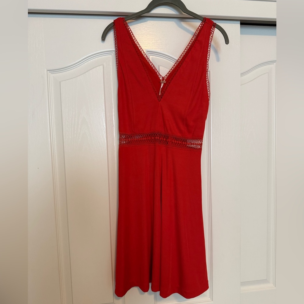 Elegant deep orange Sleeveless Dress